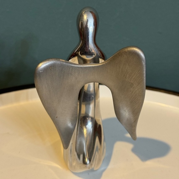 MCM Vintage Hoselton Silver Aluminum Angel Figurine #2384 Signed, Made in Canada - Picture 3 of 6